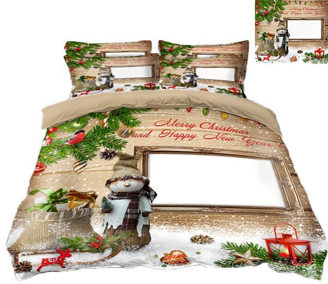 3D Christmas Snow Doll 71 Bed Pillowcases Quilt Quiet Covers AJ Creativity Home 