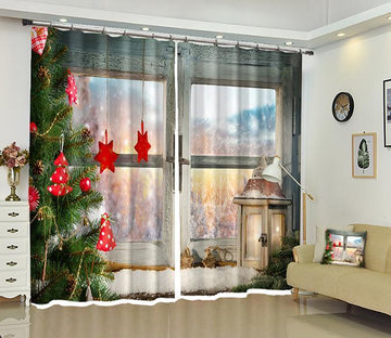 3D Candlelight Ornament Christmas 27 Curtains Drapes Curtains AJ Creativity Home 
