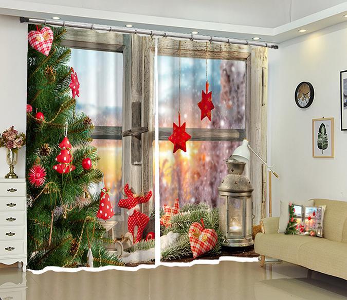 3D Star Ornament Christmas 28 Curtains Drapes Curtains AJ Creativity Home 