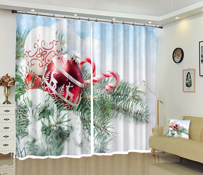 3D Candy Cane Christmas 32 Curtains Drapes Curtains AJ Creativity Home 
