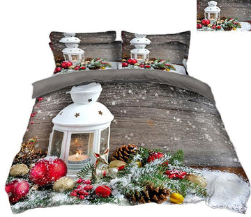 3D Christmas Candlelight Golden Deer 83 Bed Pillowcases Quilt Quiet Covers AJ Creativity Home 