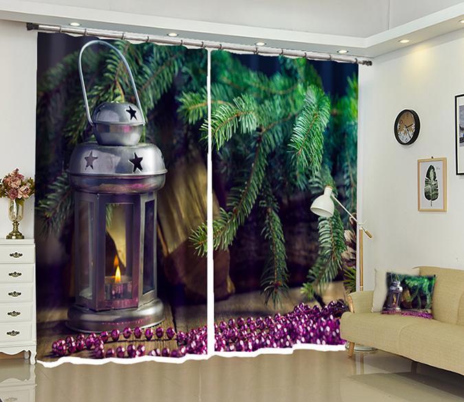 3D Purple Beads Christmas 35 Curtains Drapes Curtains AJ Creativity Home 