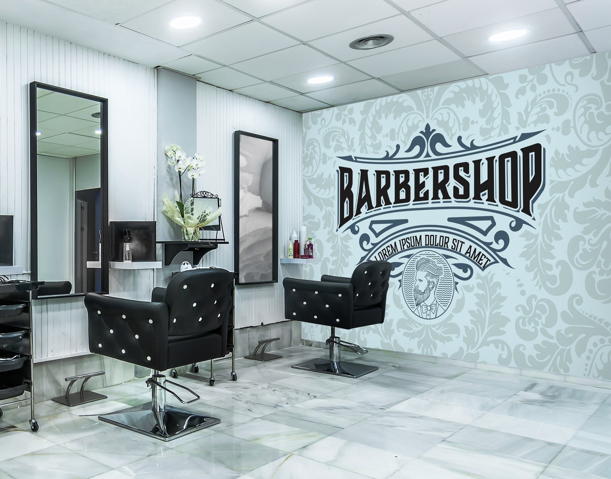 3D Barber Shop Font 115206 Barber Shop Wall Murals