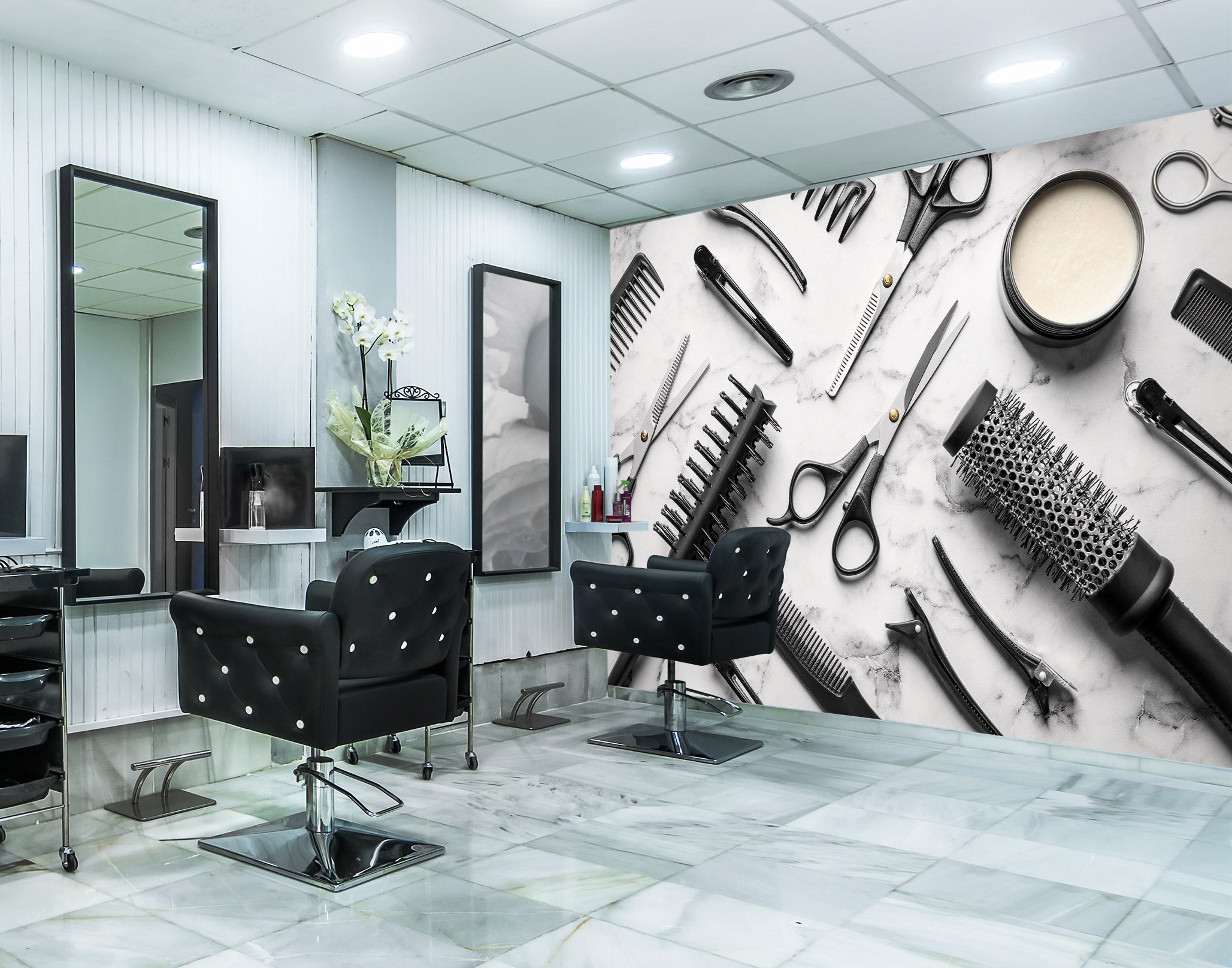 3D Hair Spray Comb 115176 Barber Shop Wall Murals