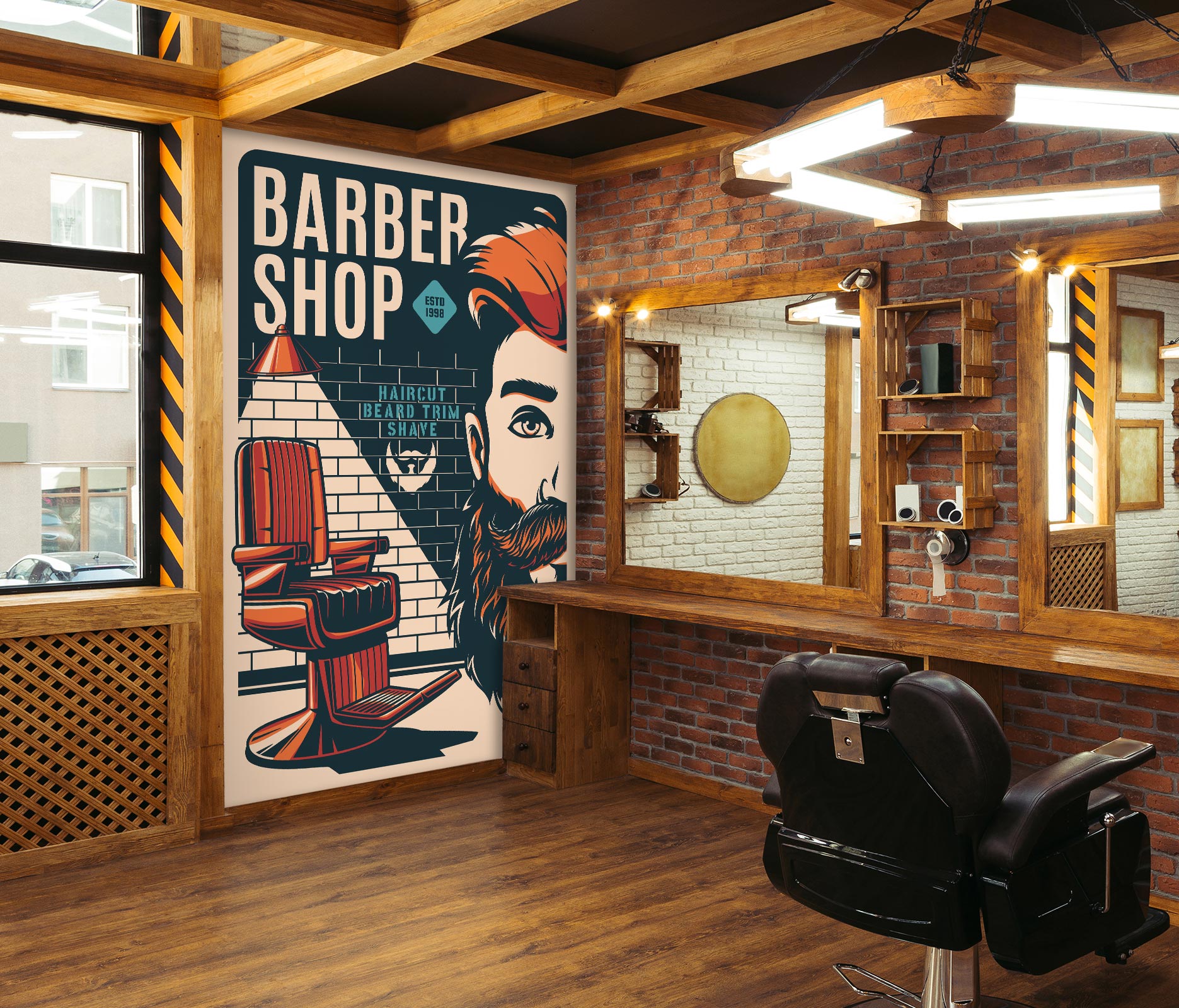 3D Chair Barber 115226 Barber Shop Wall Murals