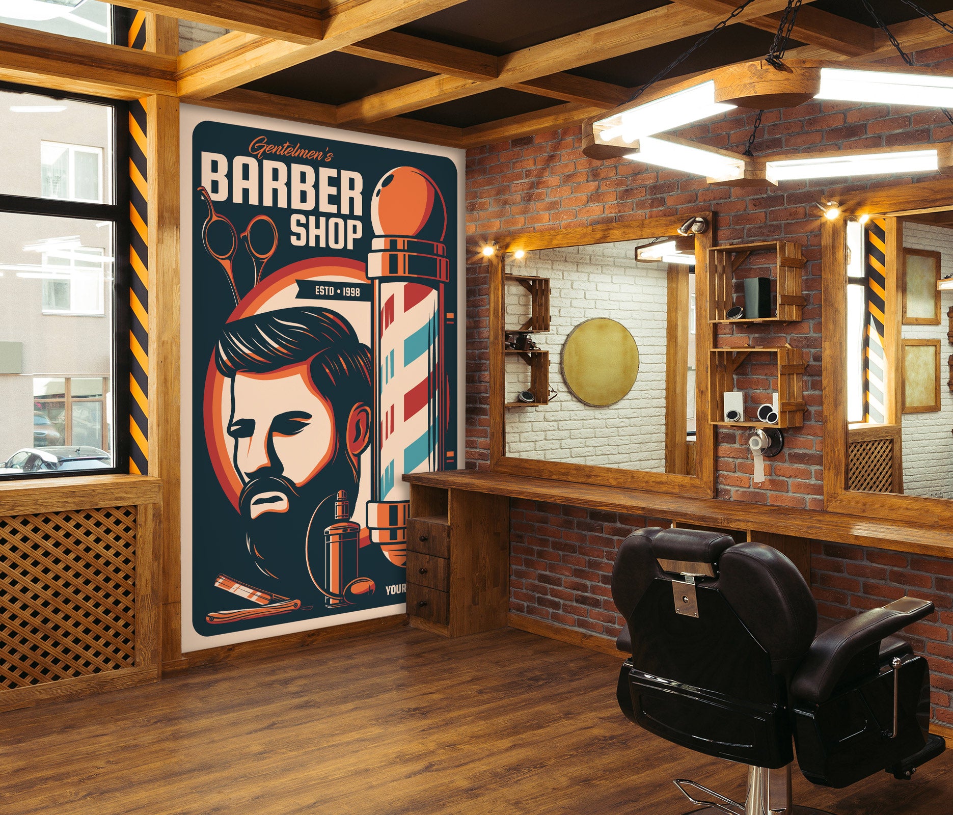 3D Barber Color Bars 115229 Barber Shop Wall Murals