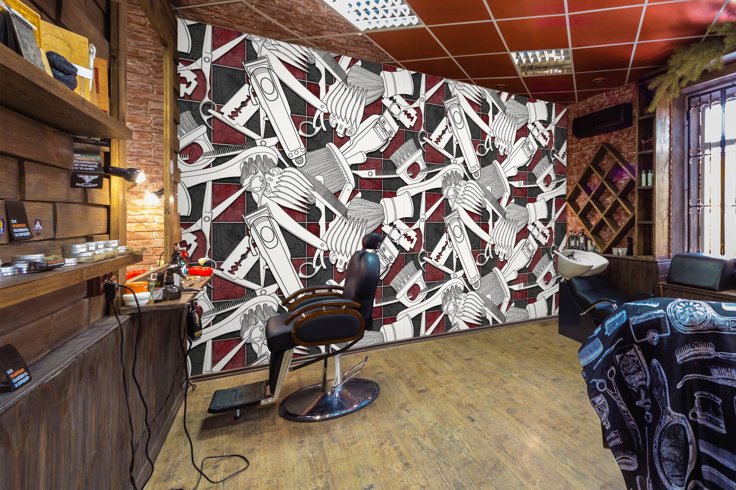 3D Razor Pattern 115198 Barber Shop Wall Murals