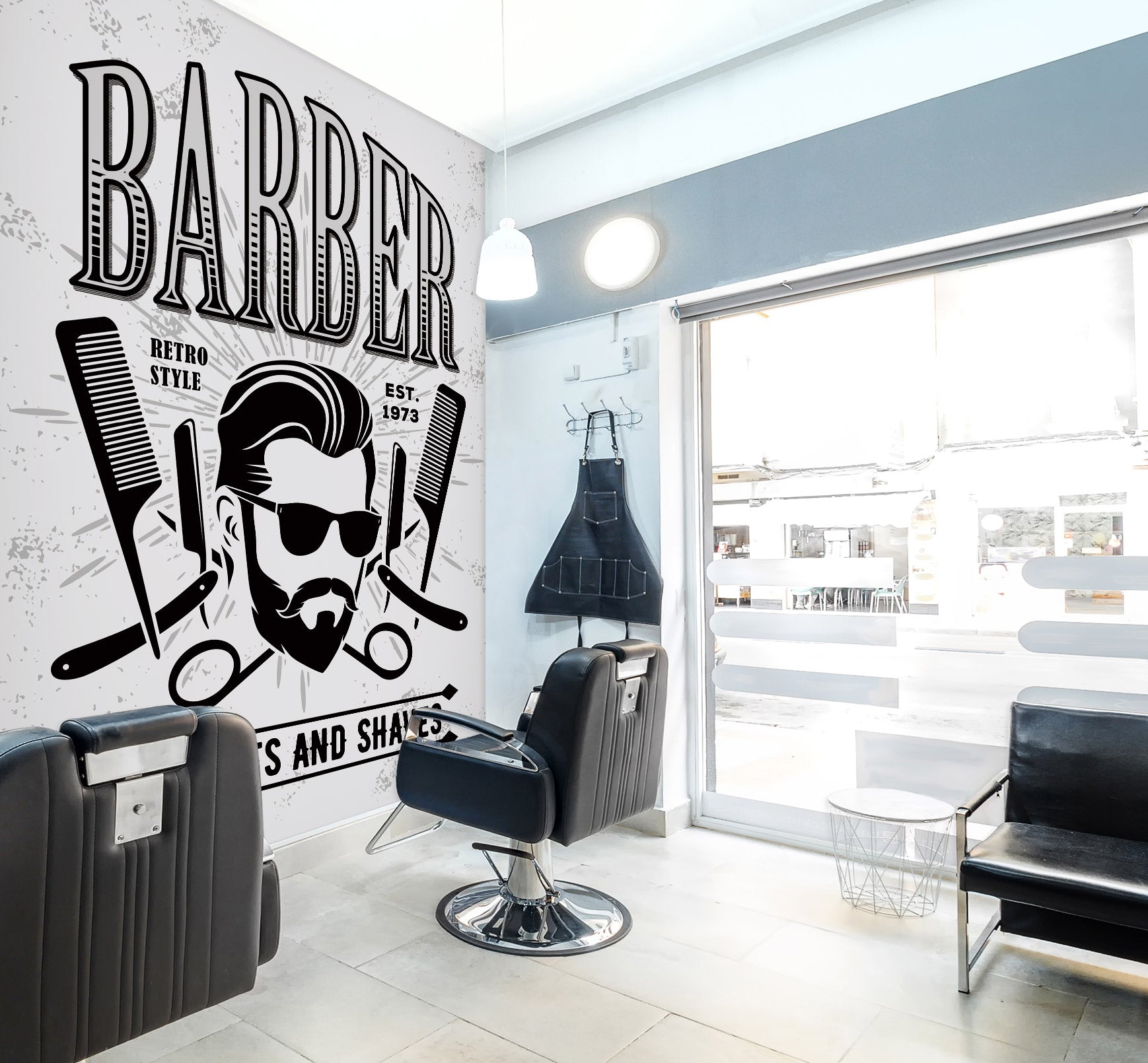 3D Haircut Comb 115220 Barber Shop Wall Murals