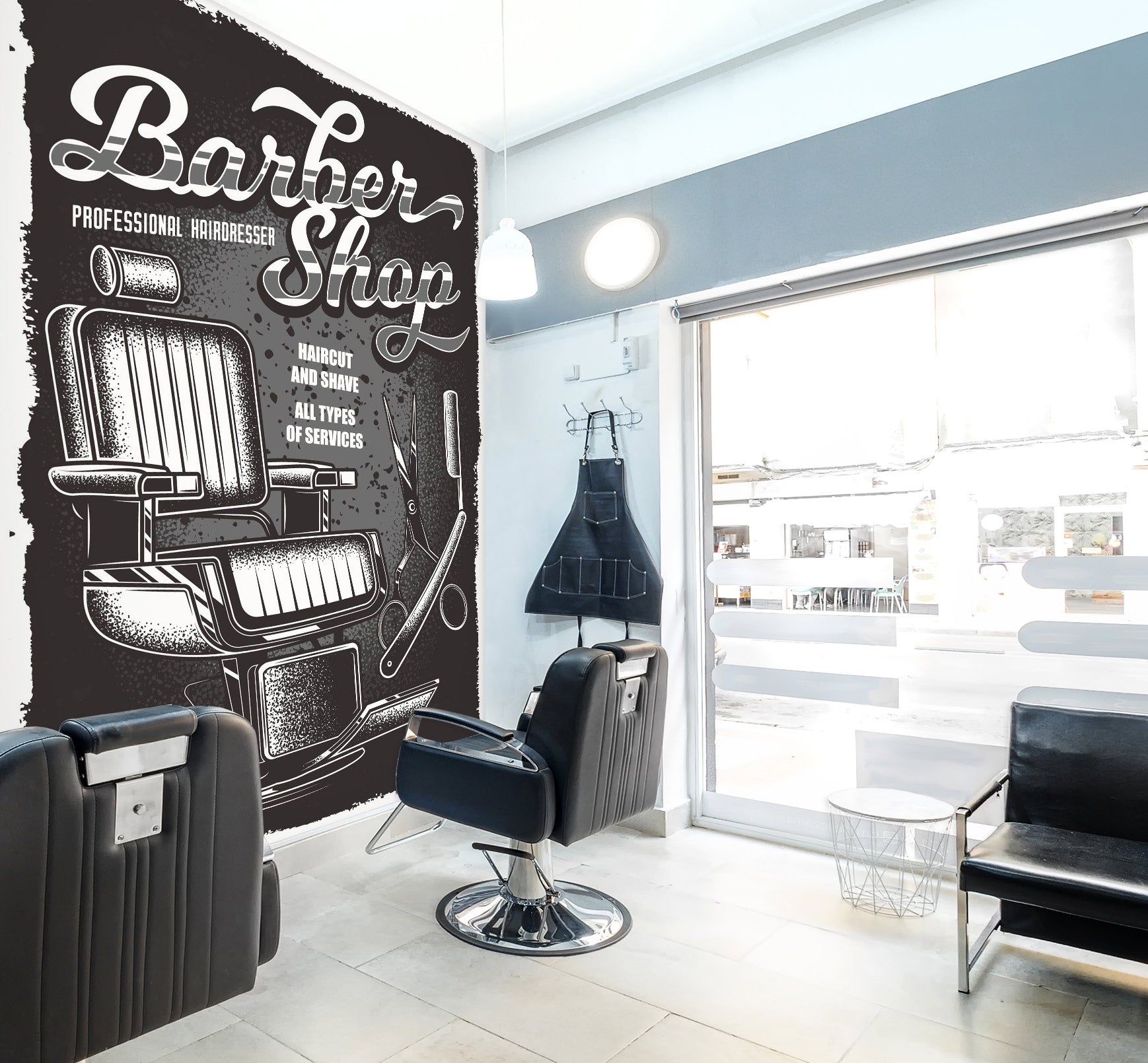 3D Chair Scraper 115218 Barber Shop Wall Murals