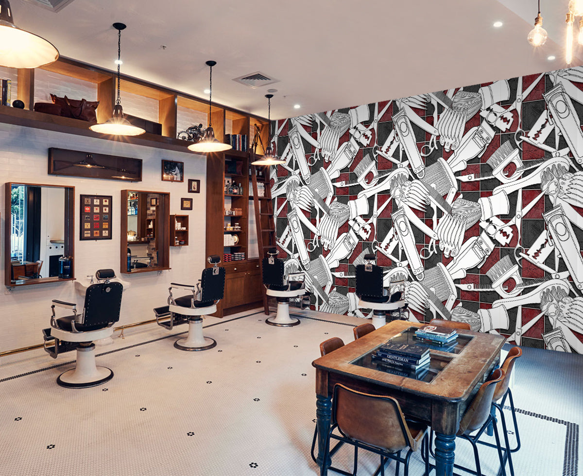 3D Razor Pattern 115198 Barber Shop Wall Murals