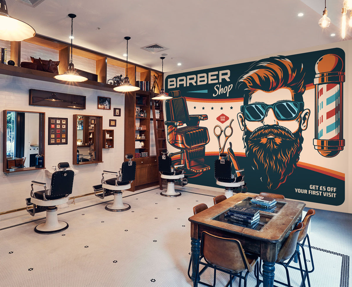 3D Barber Chair Hairstyle 115197 Barber Shop Wall Murals