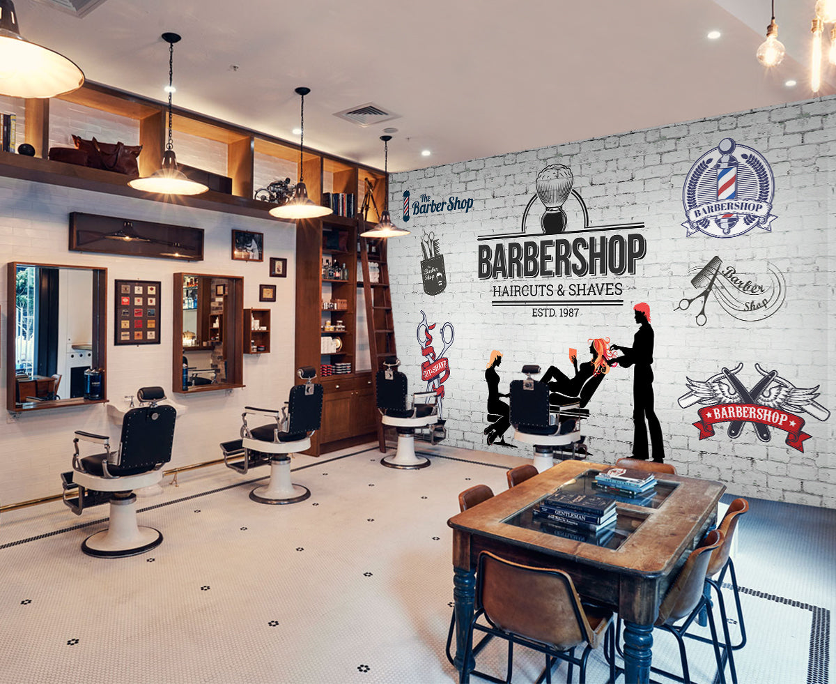 3D Haircut 115200 Barber Shop Wall Murals