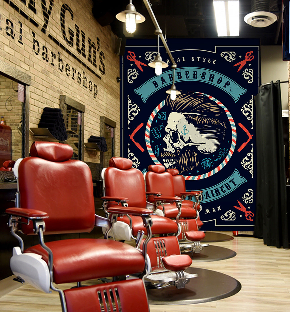 3D Skull Hairstyle 115222 Barber Shop Wall Murals