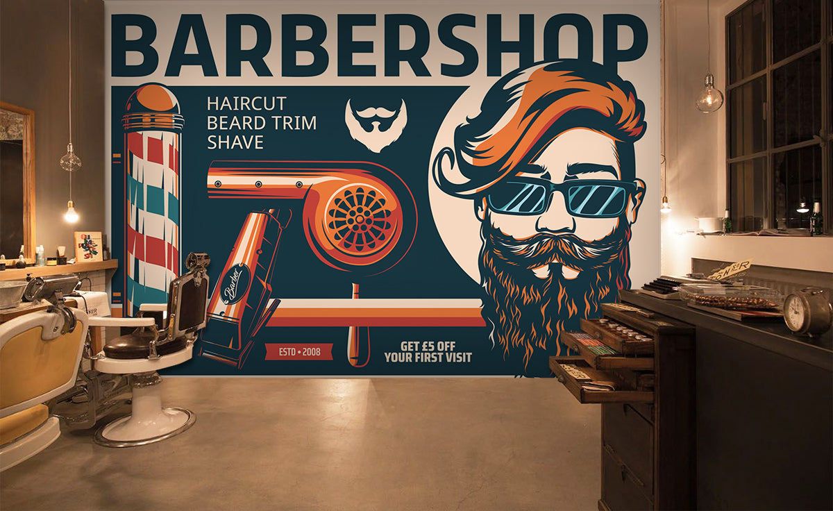 3D Hair Dryer Rotating Color Bars 115196 Barber Shop Wall Murals