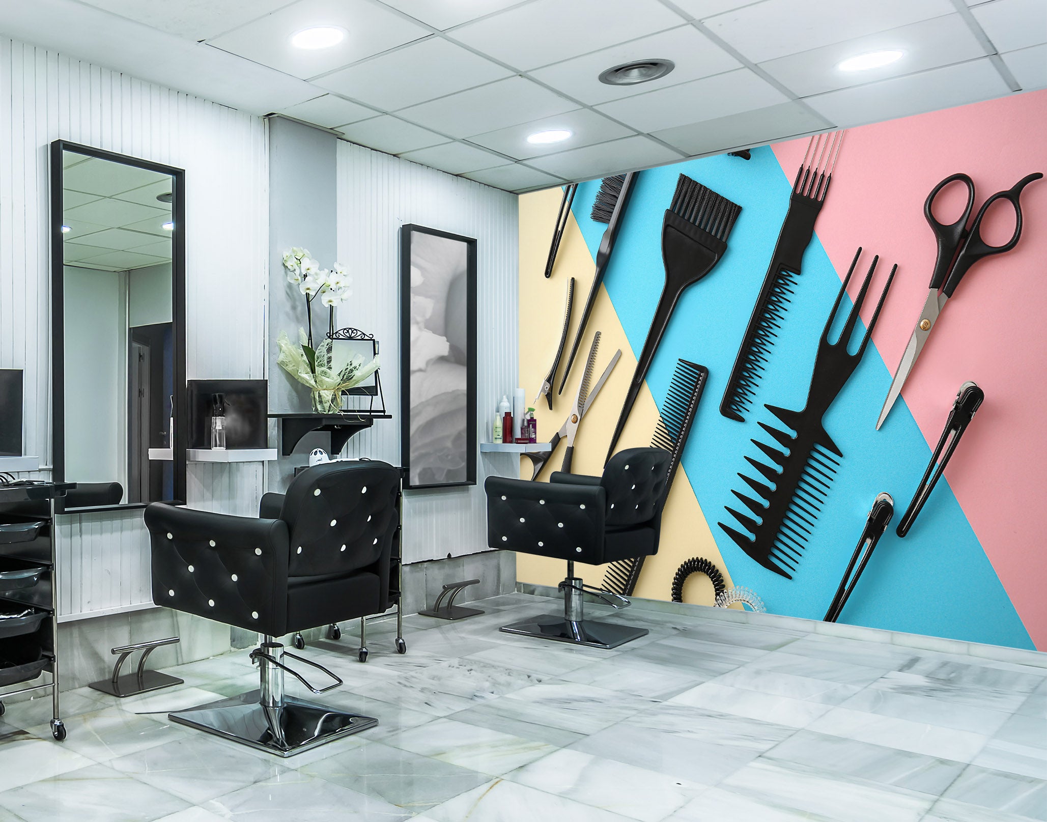 3D Haircut Comb 115163 Barber Shop Wall Murals