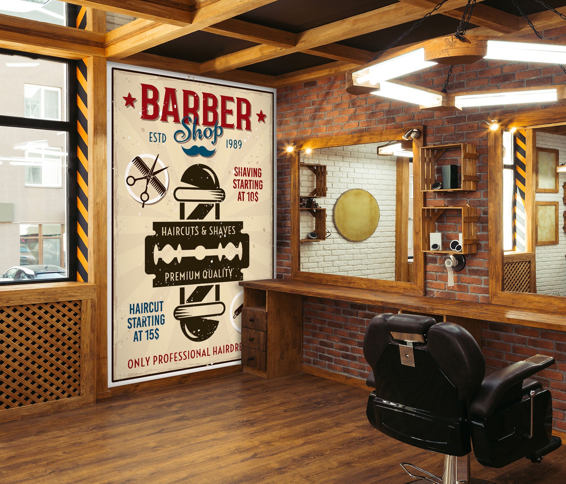 3D Blade Rotating Color Bars 115210 Barber Shop Wall Murals