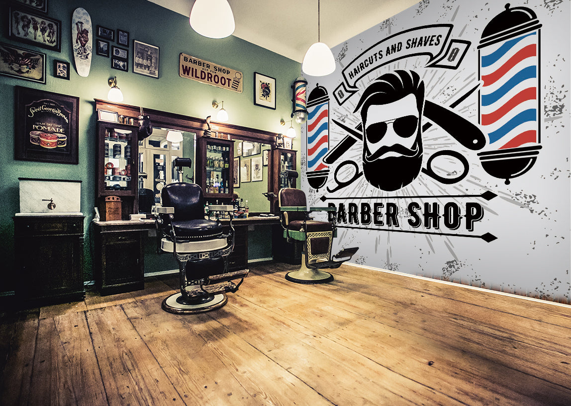 3D Barber Shop Pattern 115160 Barber Shop Wall Murals
