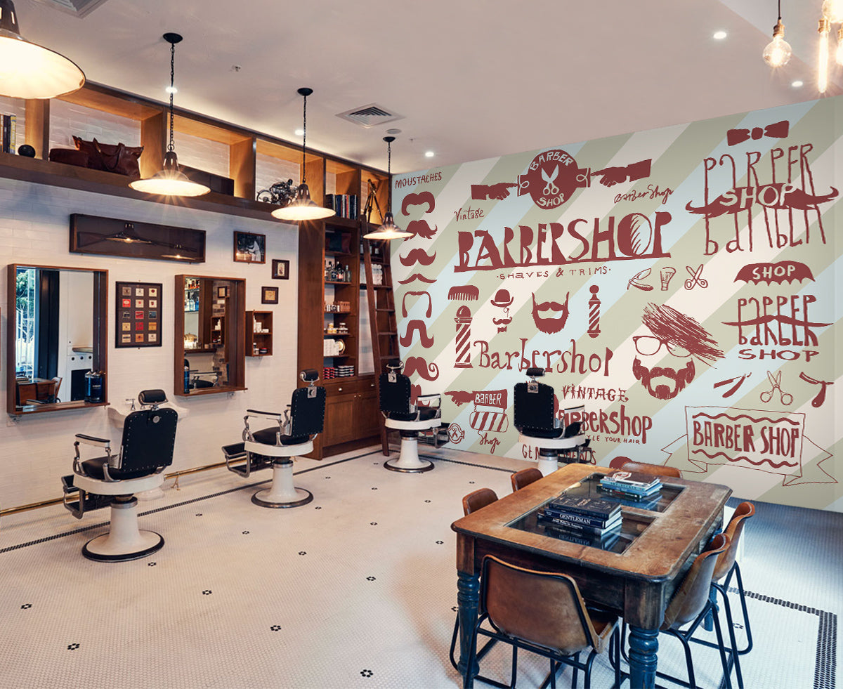 3D Hair Scissors 115136 Barber Shop Wall Murals