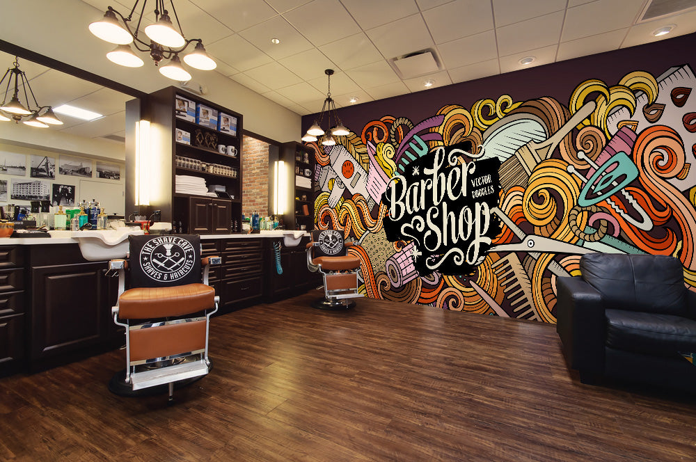 3D Color Texture Pattern 115147 Barber Shop Wall Murals