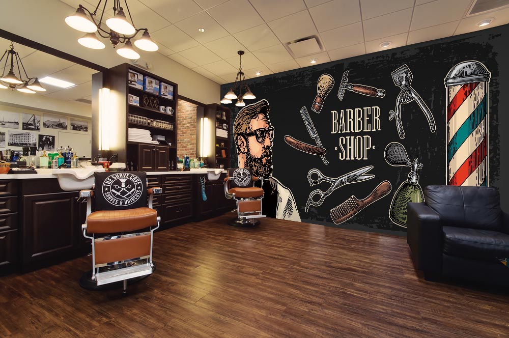 3D Scissors Comb Color Bar 115144 Barber Shop Wall Murals