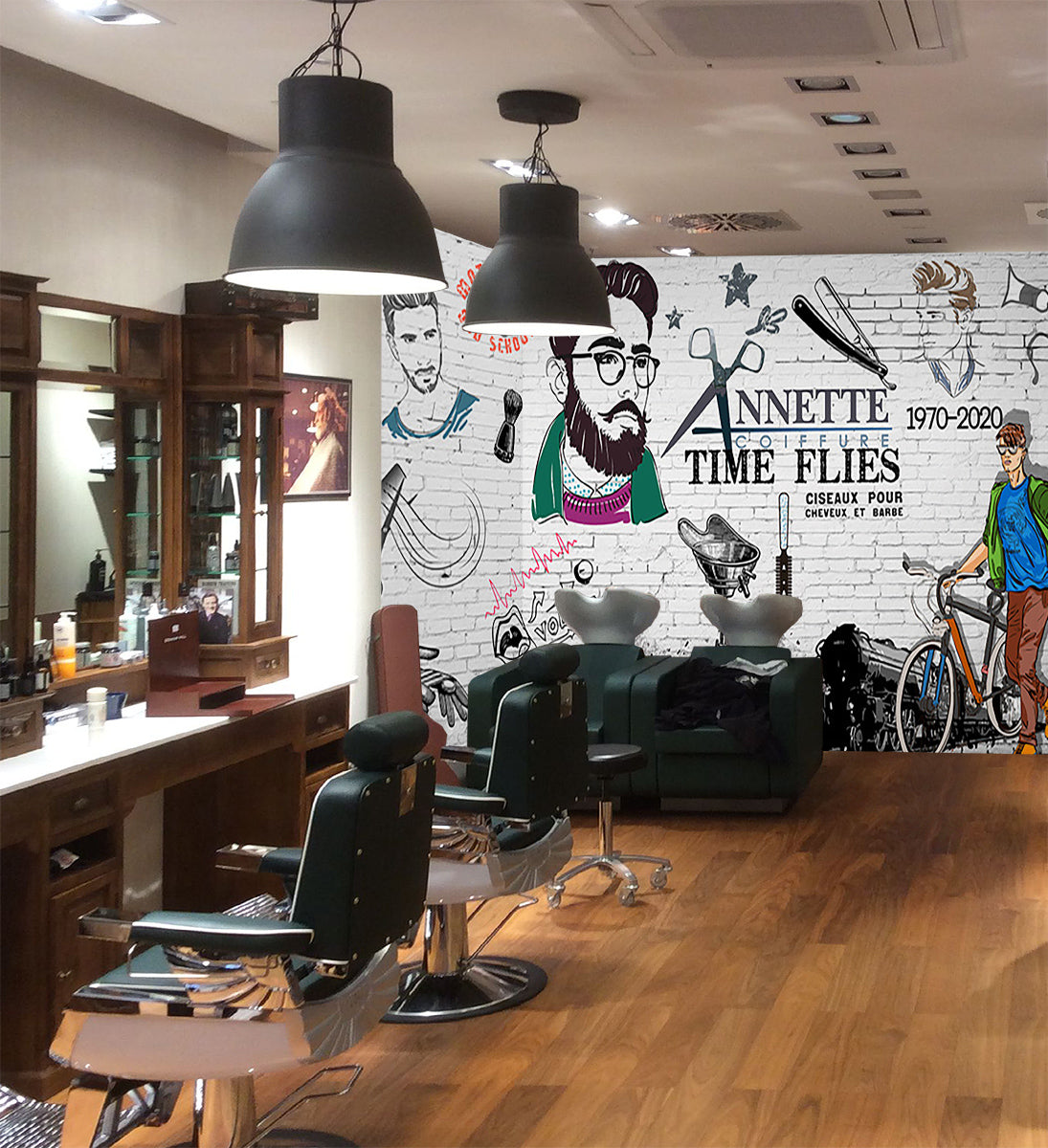 3D Hair Cutting Supplies 1458 Barber Shop Wall Murals