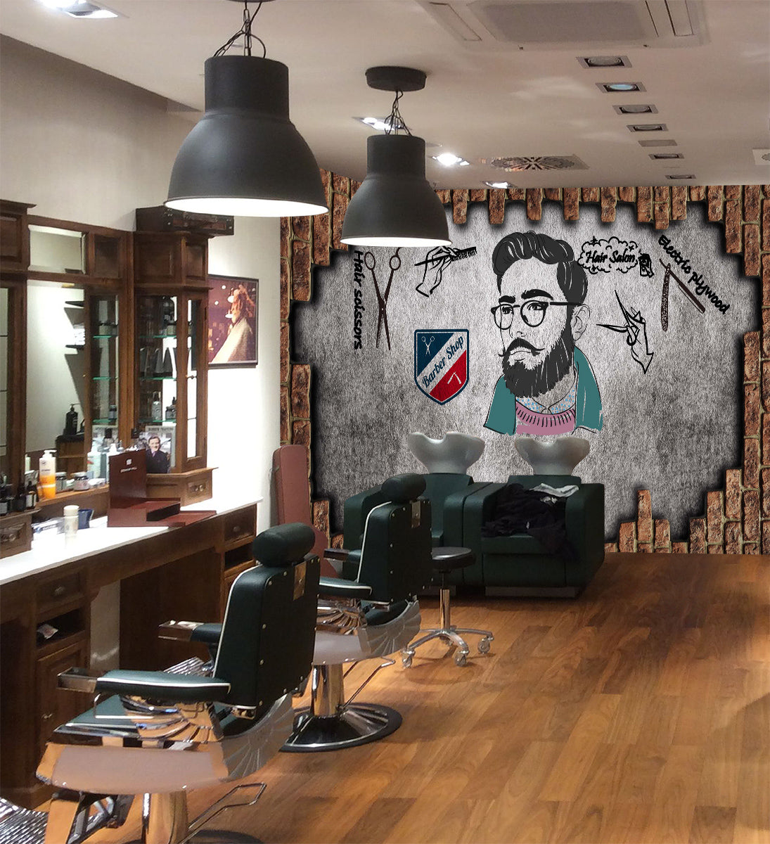 3D Glasses Men 1437 Barber Shop Wall Murals