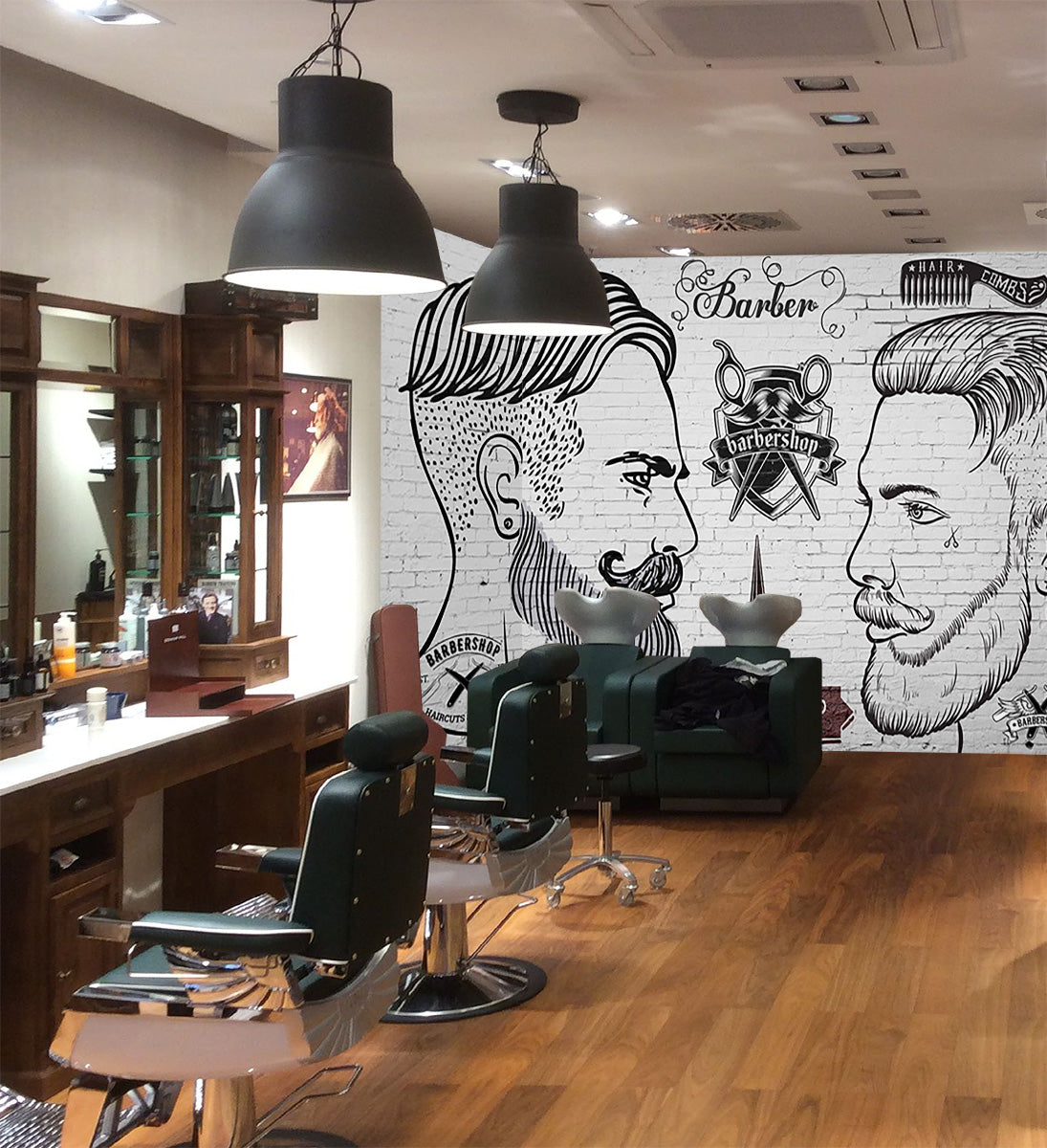 3D Cut Hair 1453 Barber Shop Wall Murals