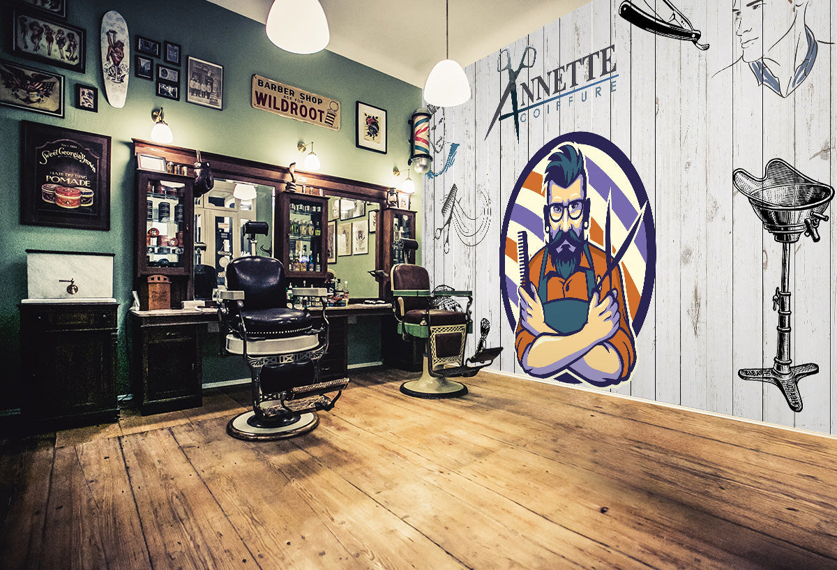 3D Start Cutting 1403 Barber Shop Wall Murals