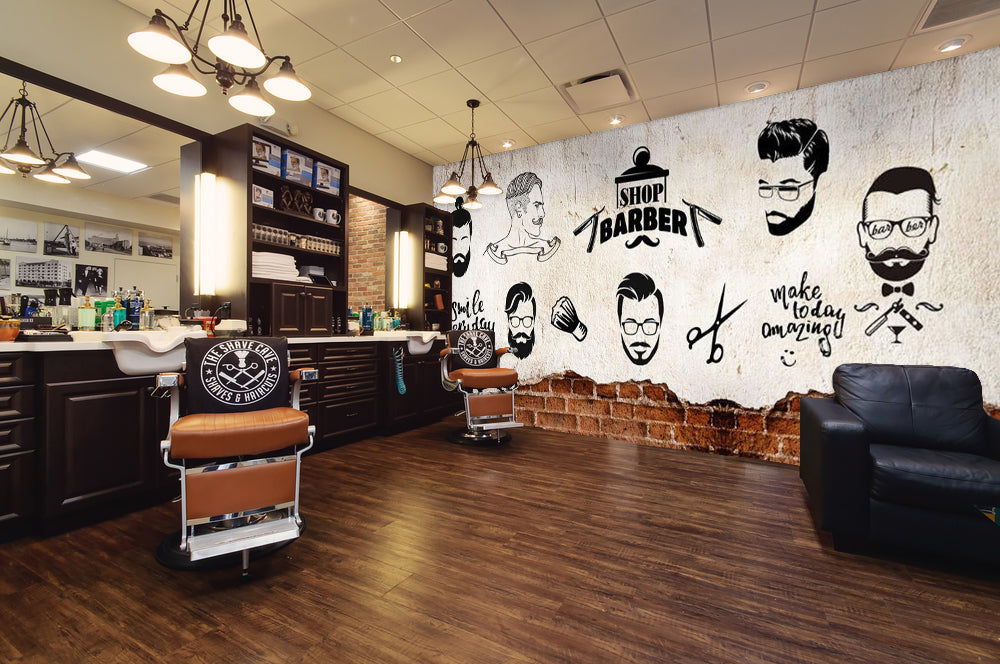3D Short Hair Style 1426 Barber Shop Wall Murals