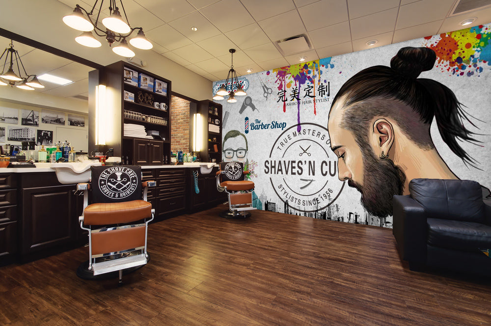 3D Signature Hairstyle 1479 Barber Shop Wall Murals