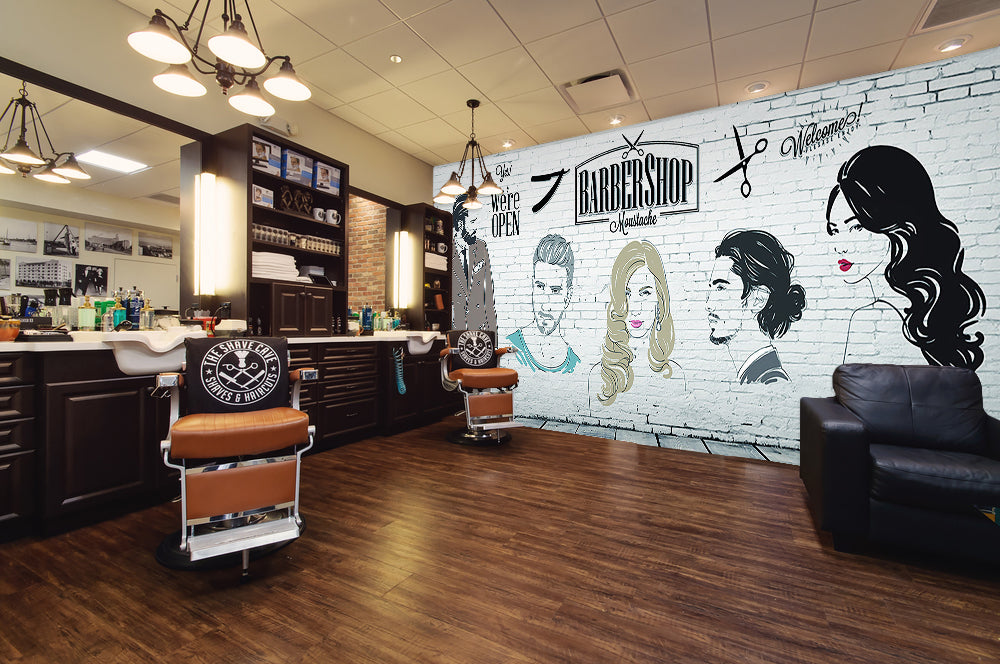 3D Haircut Girl 1446 Barber Shop Wall Murals