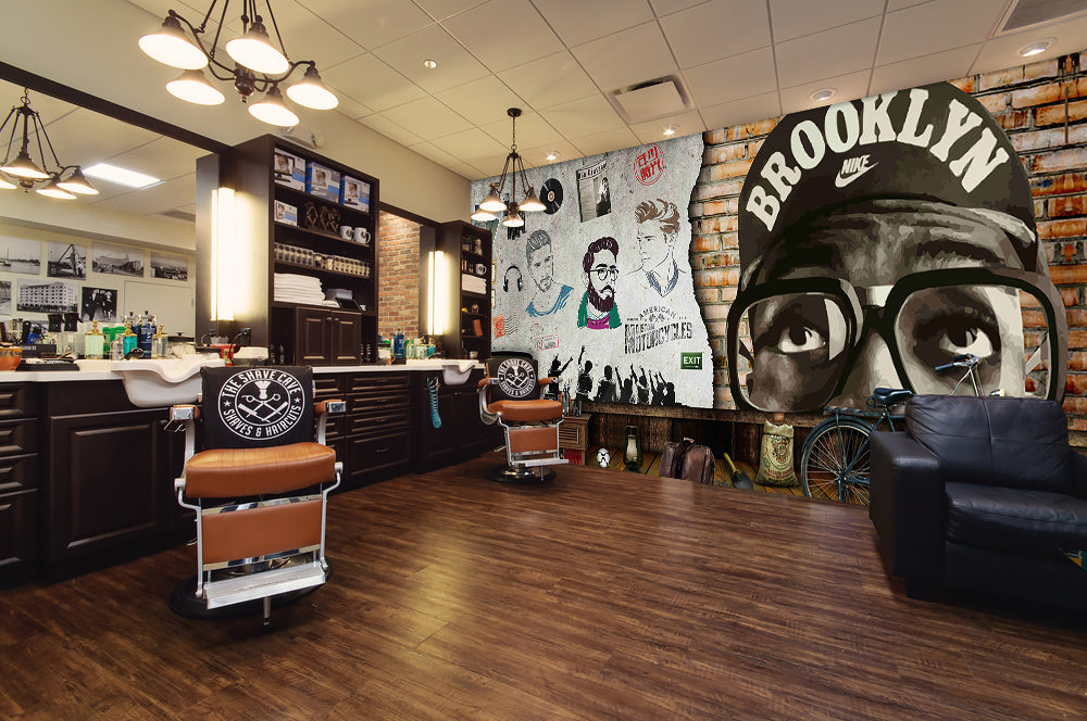 3D Gold Medal Barber 1464 Barber Shop Wall Murals