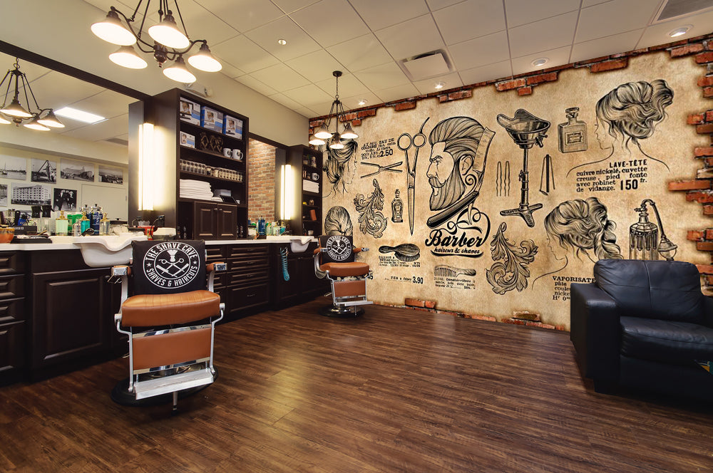 3D Short Hair Style 1427 Barber Shop Wall Murals