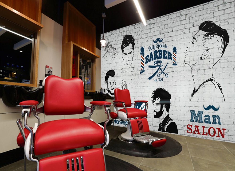 3D Short Hair Style 1476 Barber Shop Wall Murals