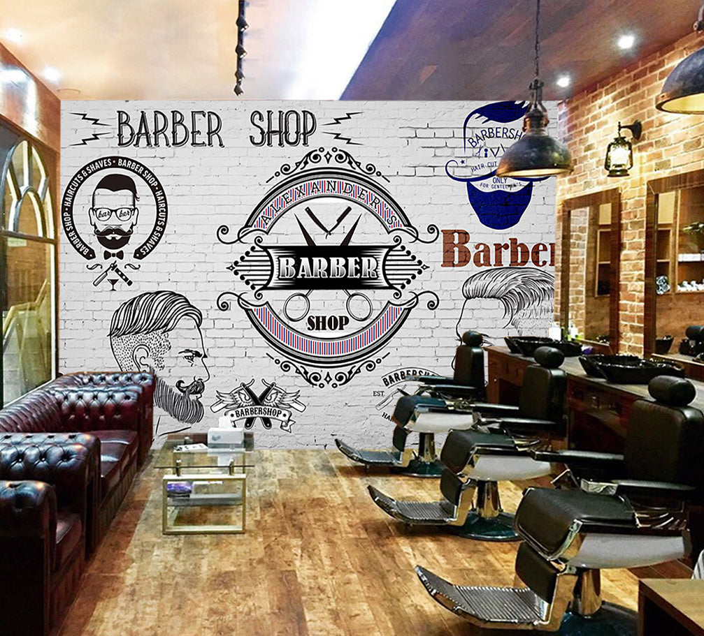 3D Cut Hair 1452 Barber Shop Wall Murals
