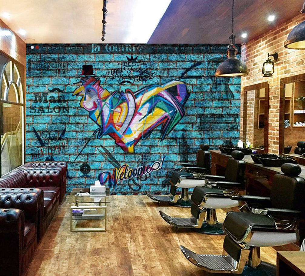 3D Color Graffiti 1429 Barber Shop Wall Murals