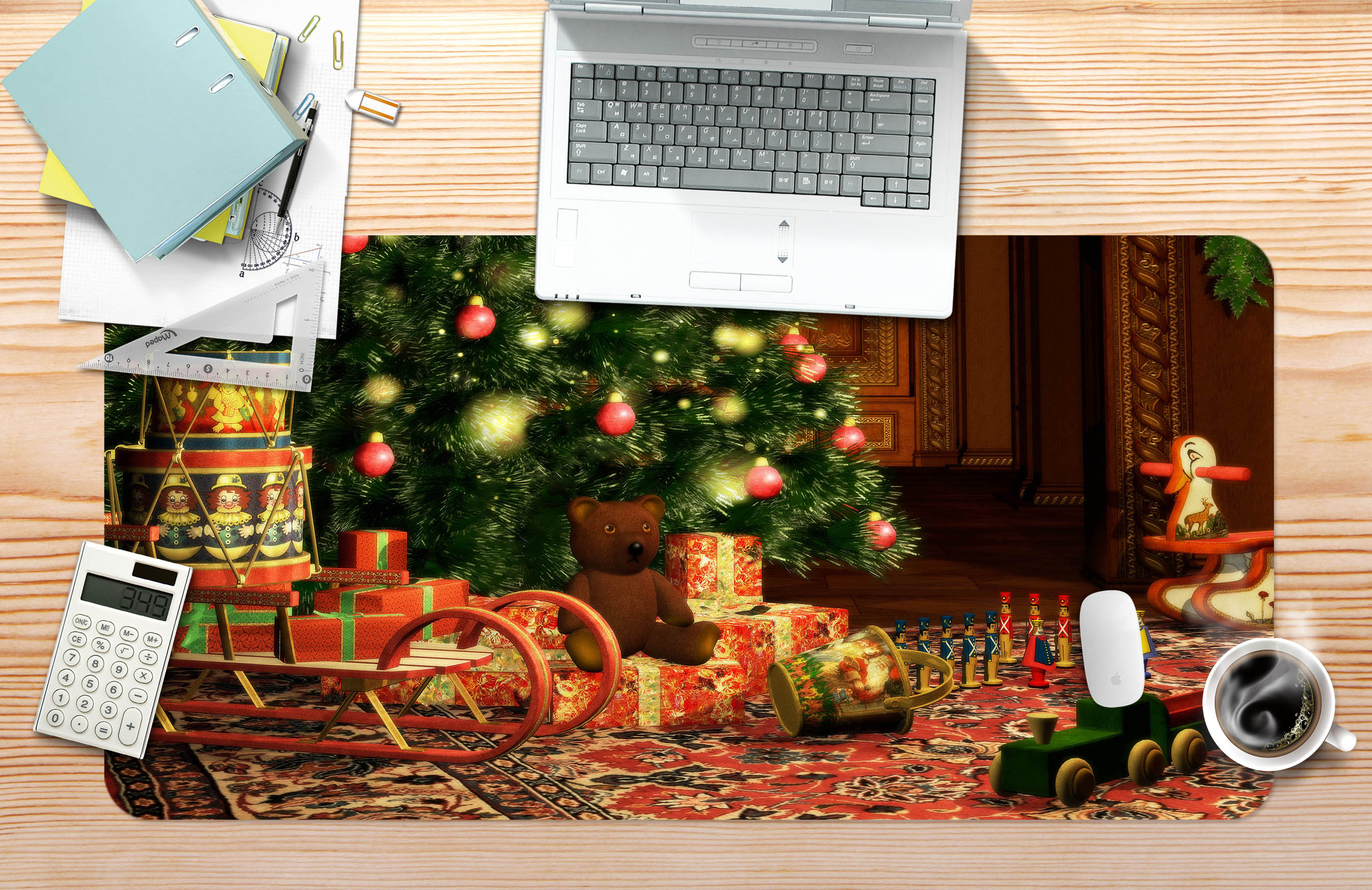 3D Gift Tree 1000 Christmas Desk Mat Xmas