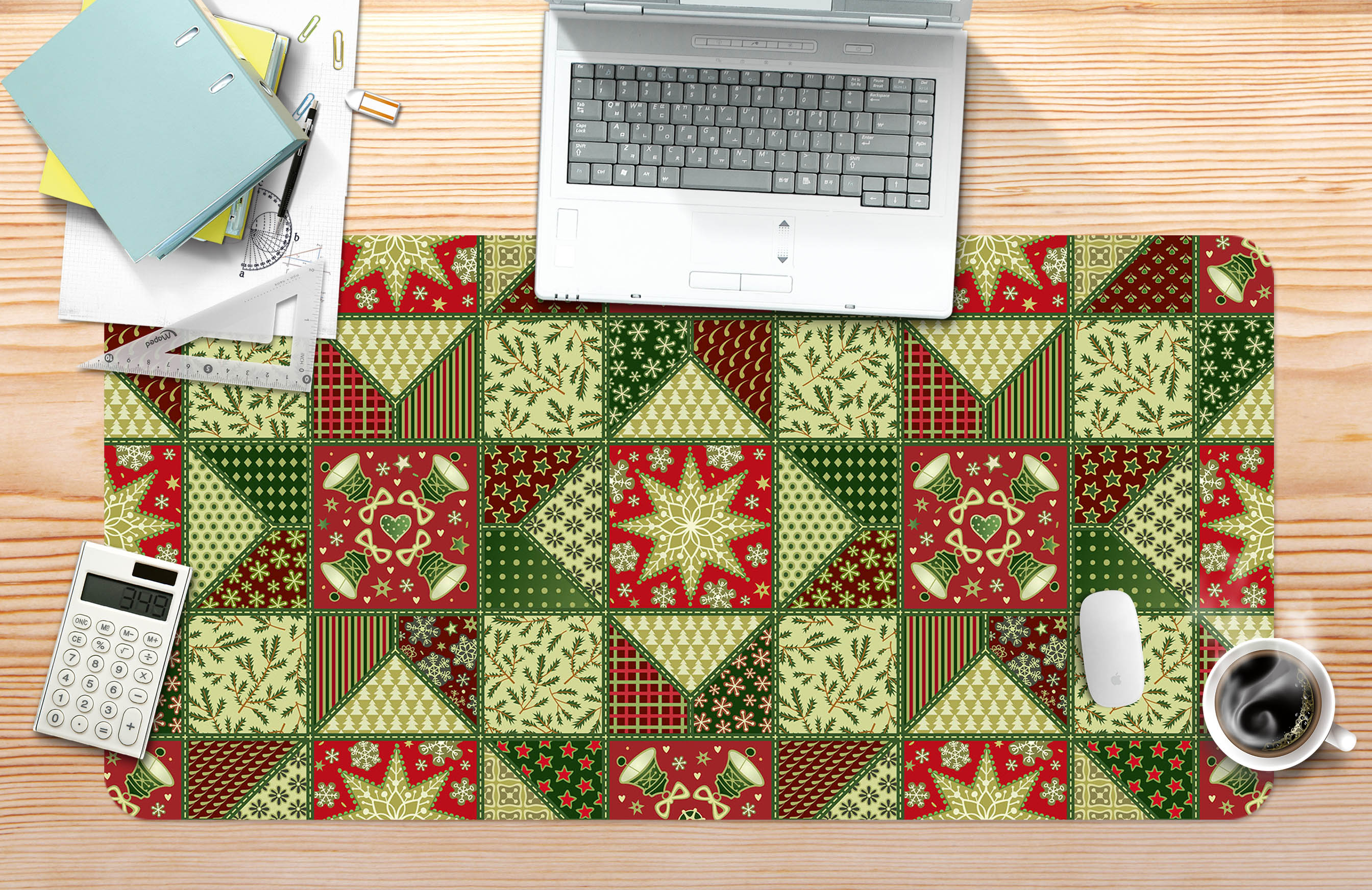 3D Green Pattern 53224 Christmas Desk Mat Xmas