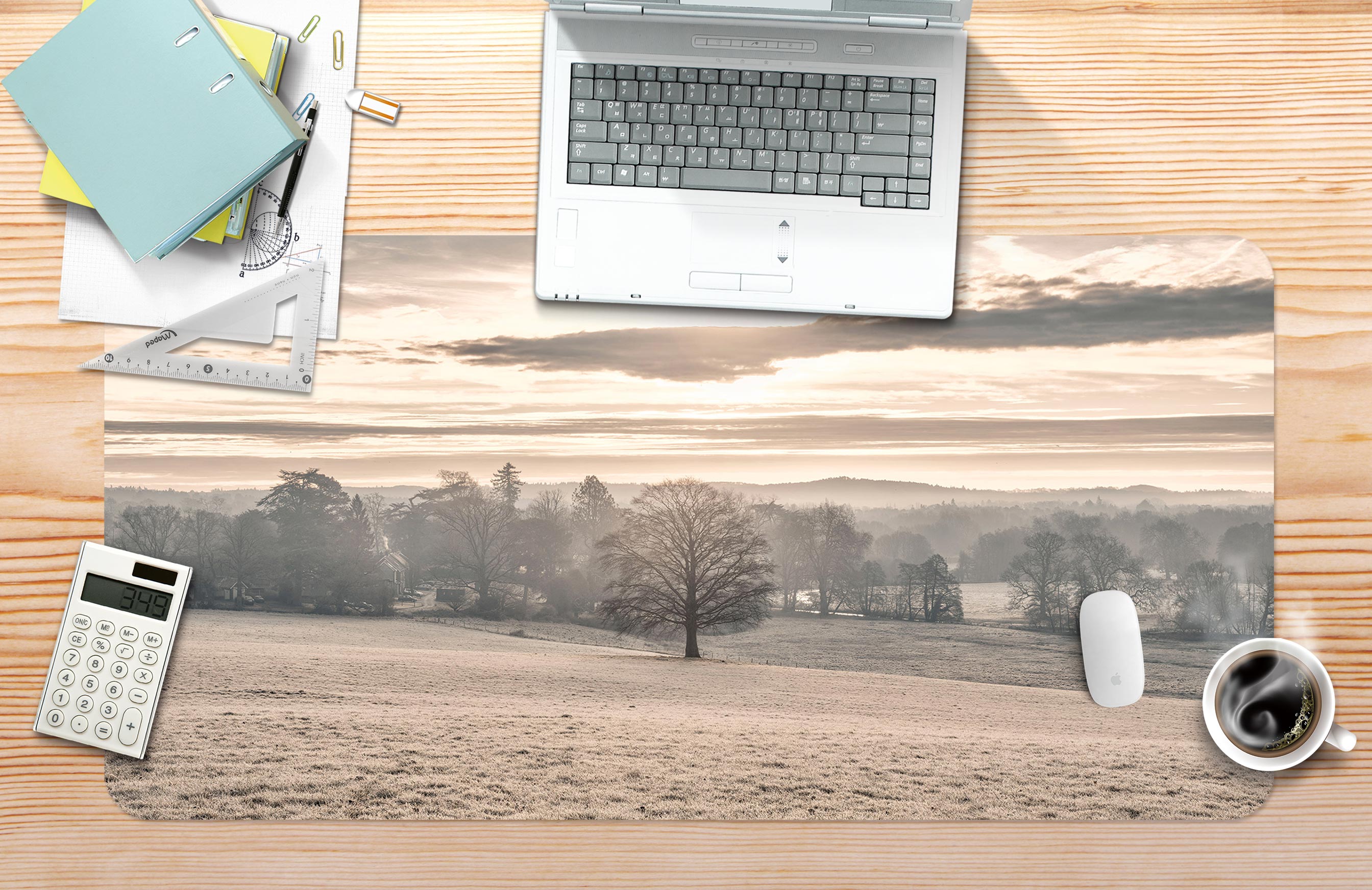 3D Hillside Trees 12461 Assaf Frank Desk Mat