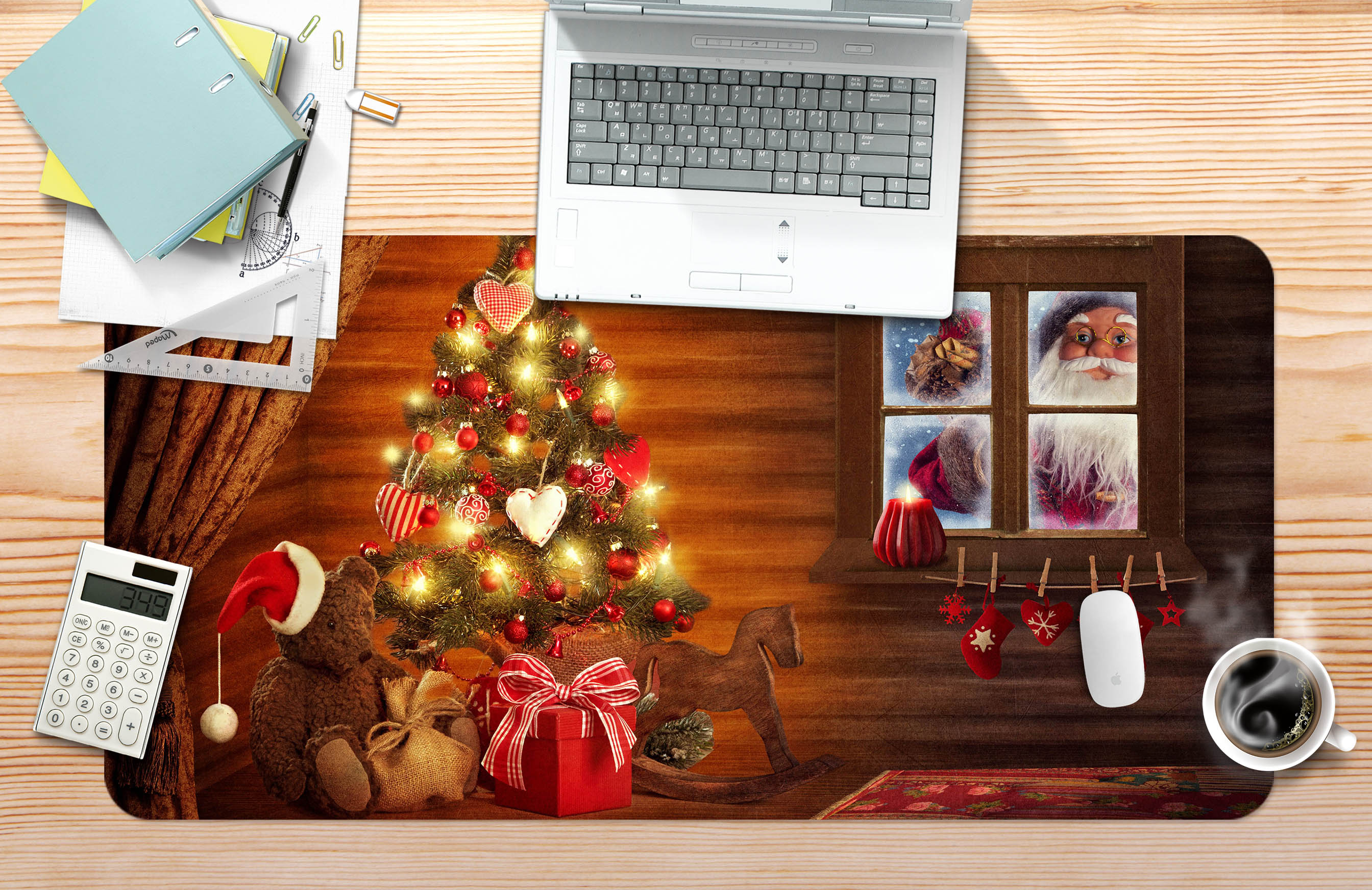 3D Window Tree 53161 Christmas Desk Mat Xmas