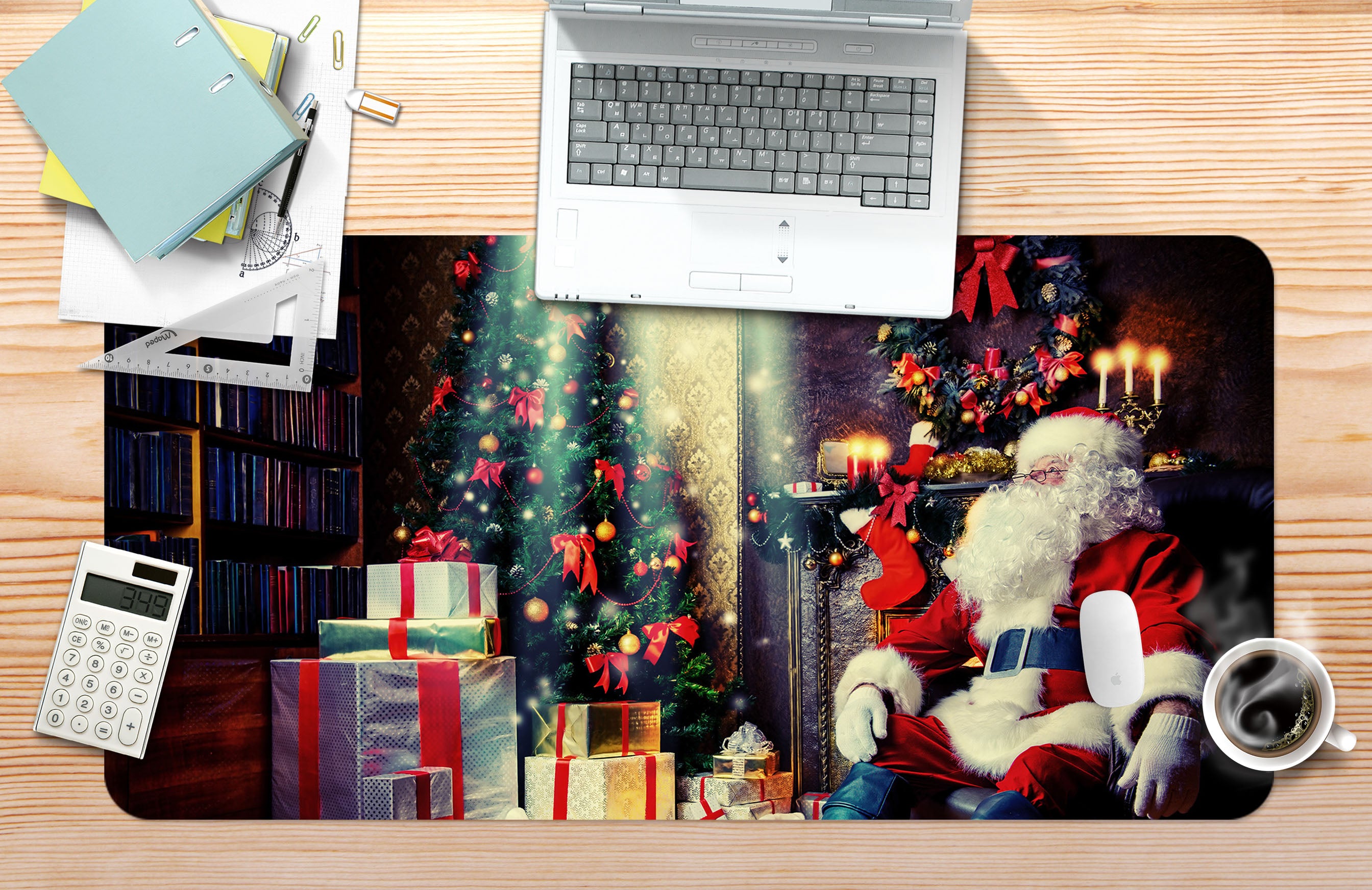 3D Tree Santa Claus 53167 Christmas Desk Mat Xmas