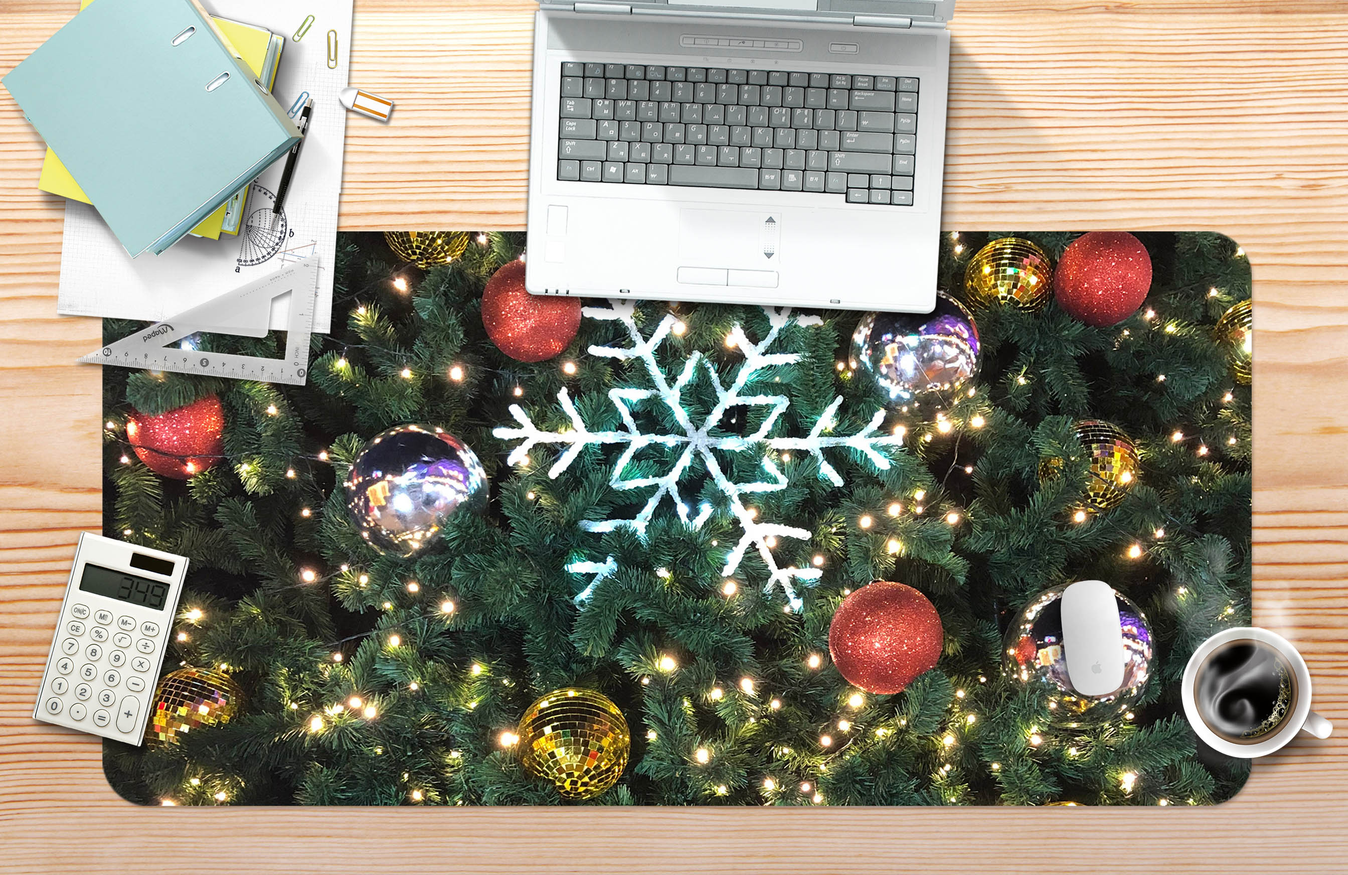 3D Snowflake Ball 53231 Christmas Desk Mat Xmas