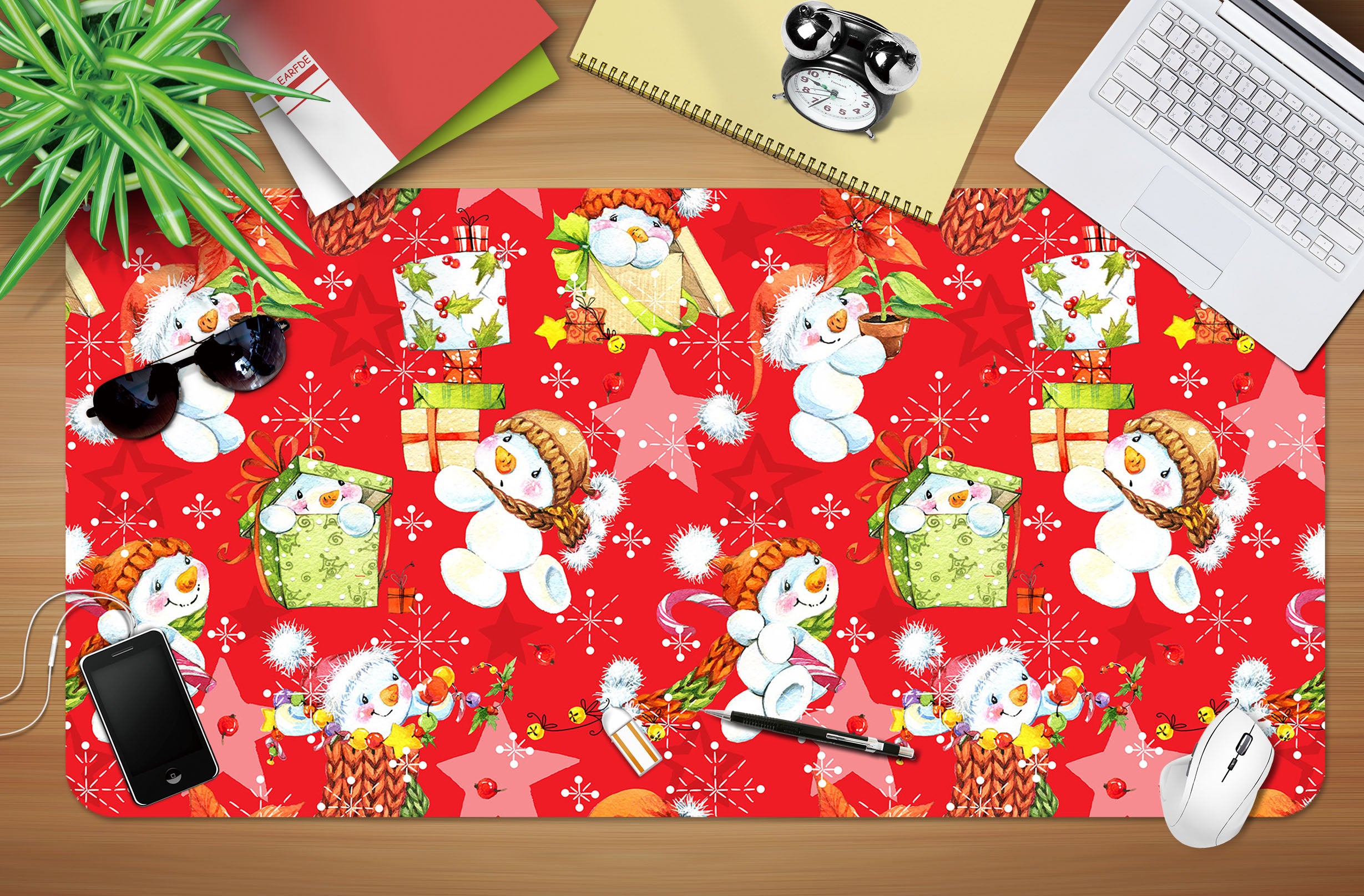 3D Snowman Doll Pattern 53182 Christmas Desk Mat Xmas