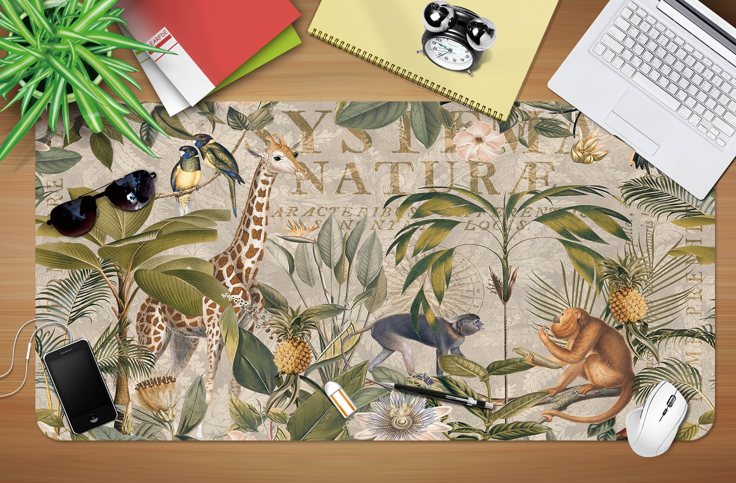 3D Bird Leaves Animal 5240 Andrea Haase Desk Mat