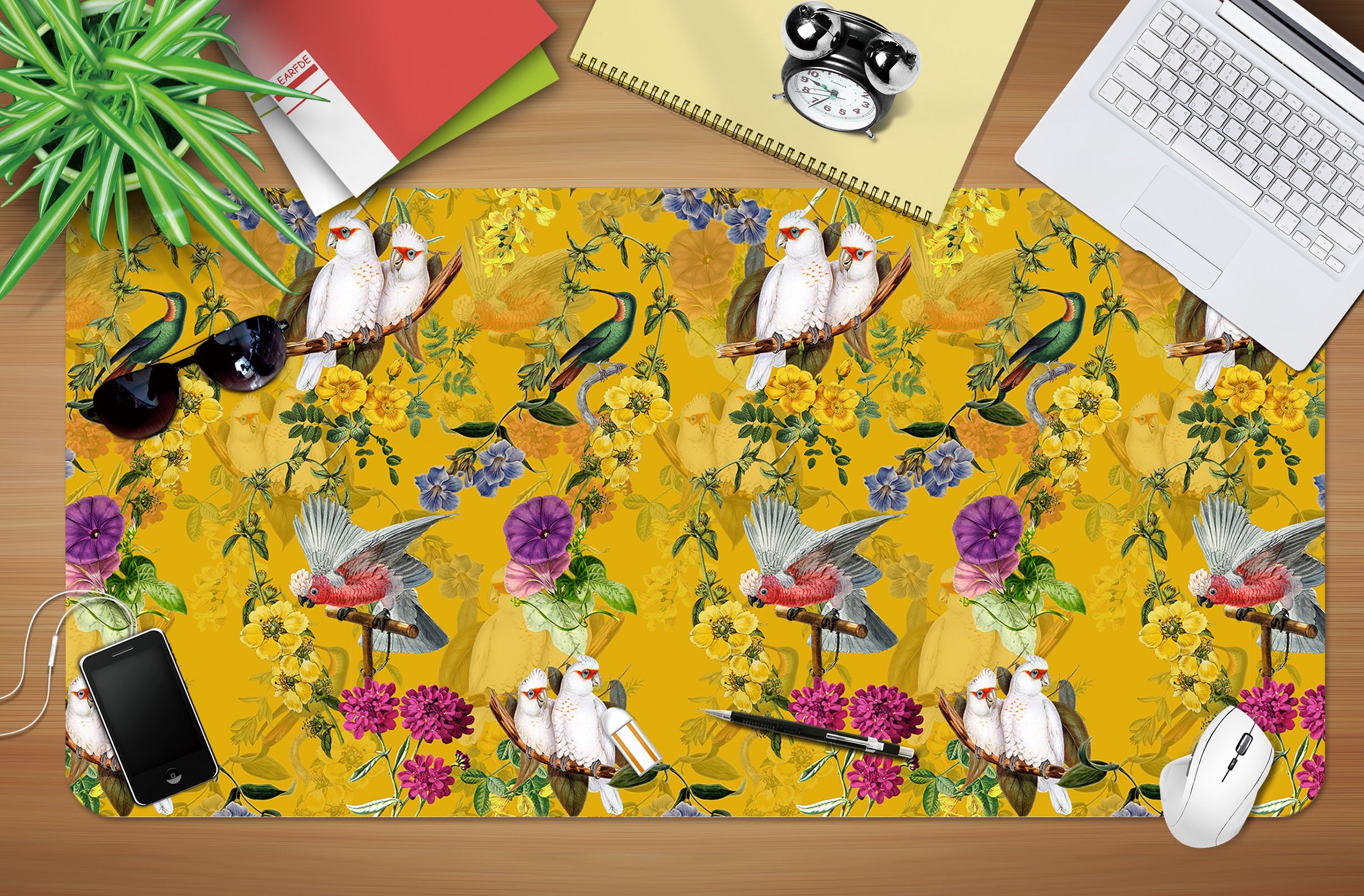 3D Bird Parrot Flowers 120171 Uta Naumann Desk Mat