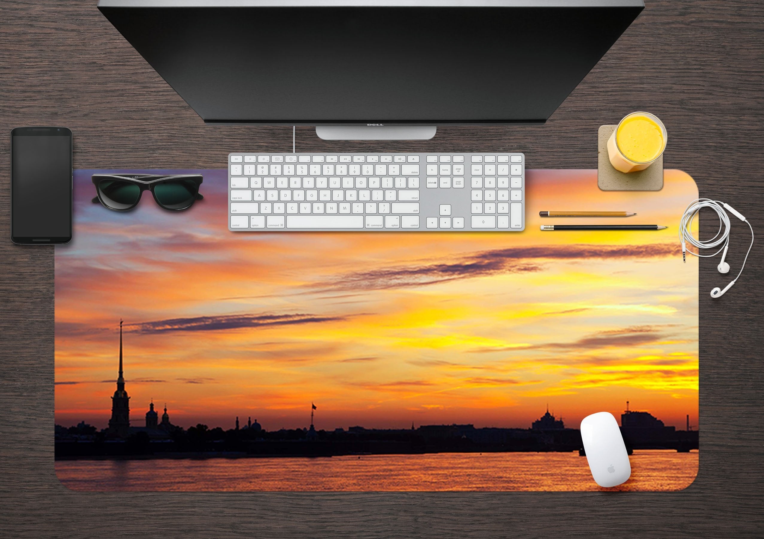 3D City Sunset 013 Desk Mat Mat AJ Creativity Home 