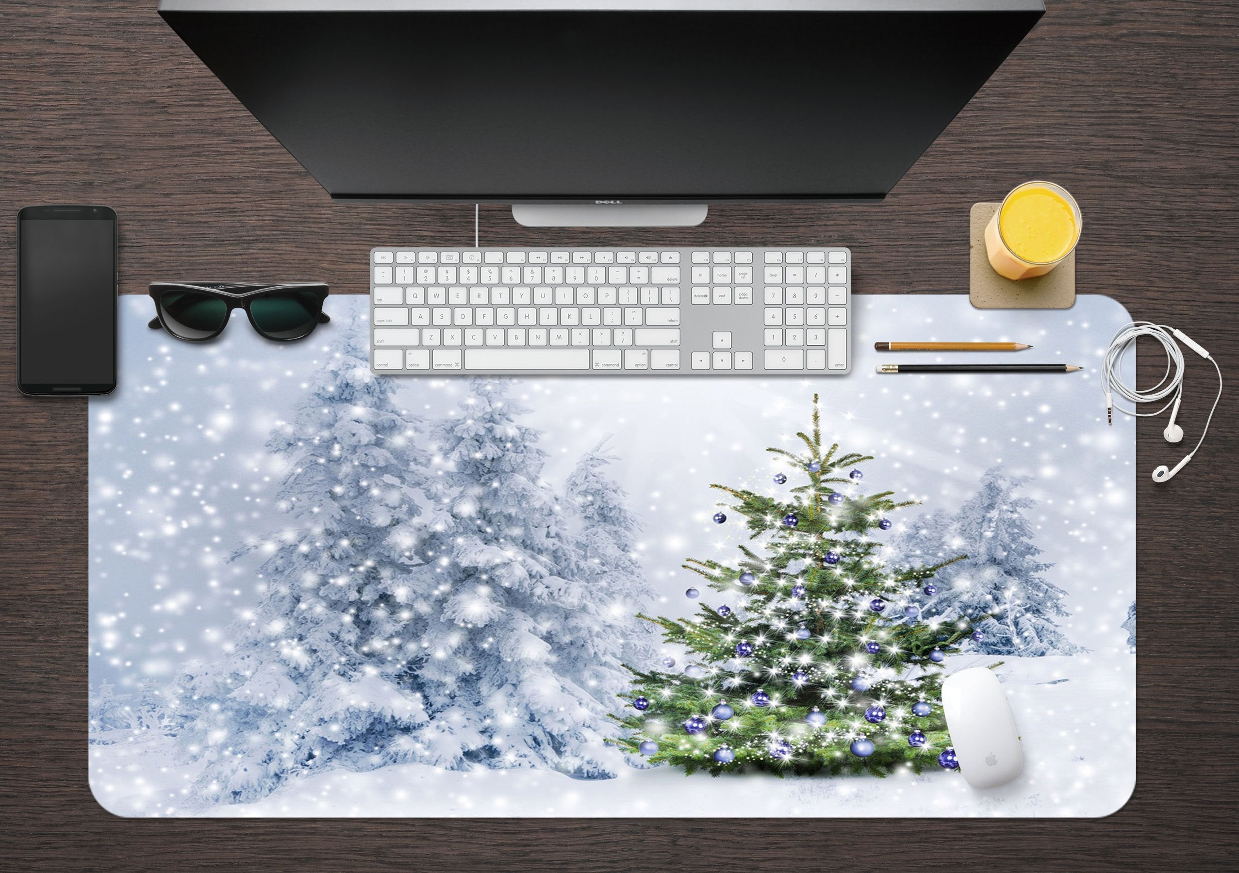 3D Snow Field Christmas tree 1 Desk Mat Mat AJ Creativity Home 