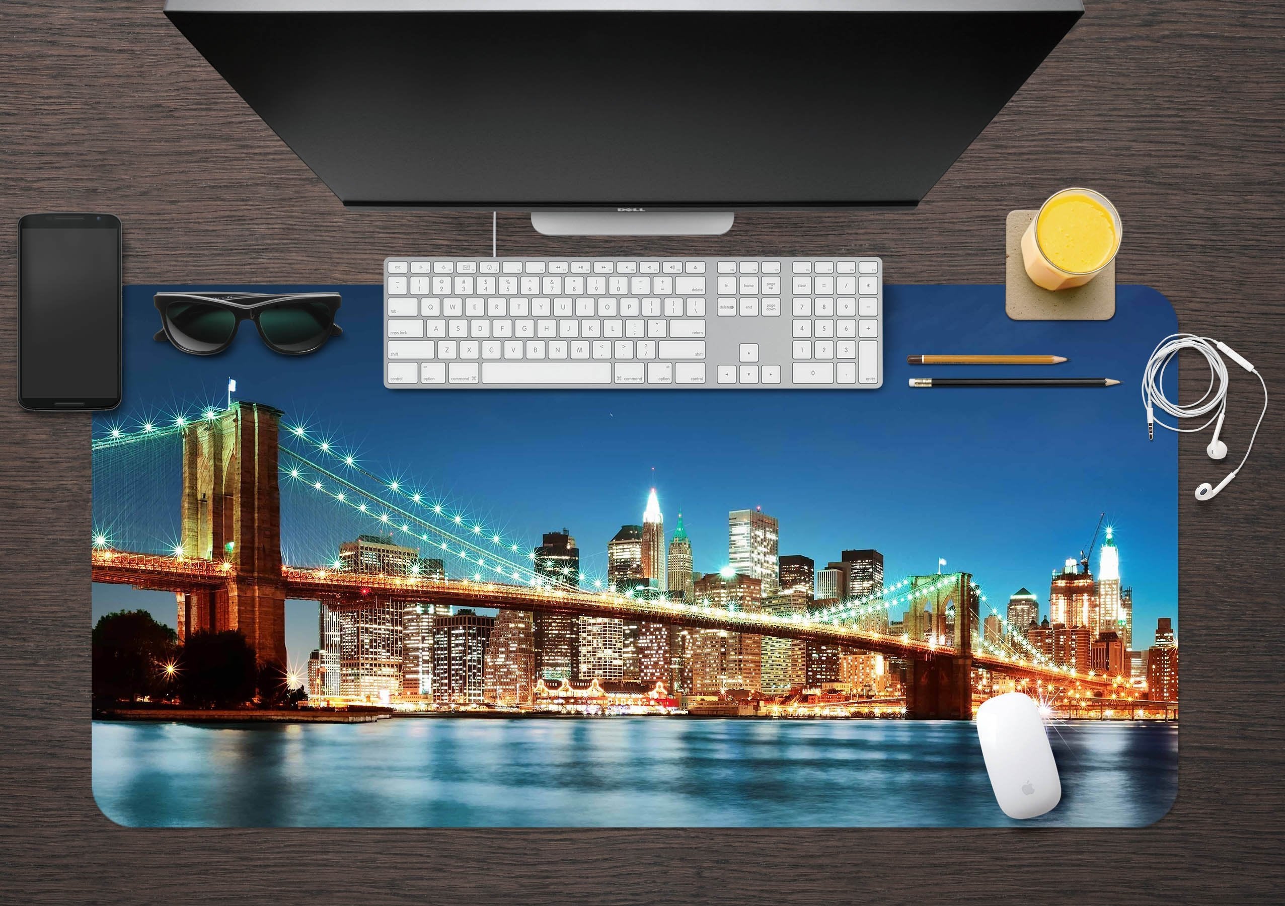 3D New York City Bridge 057 Desk Mat Mat AJ Creativity Home 