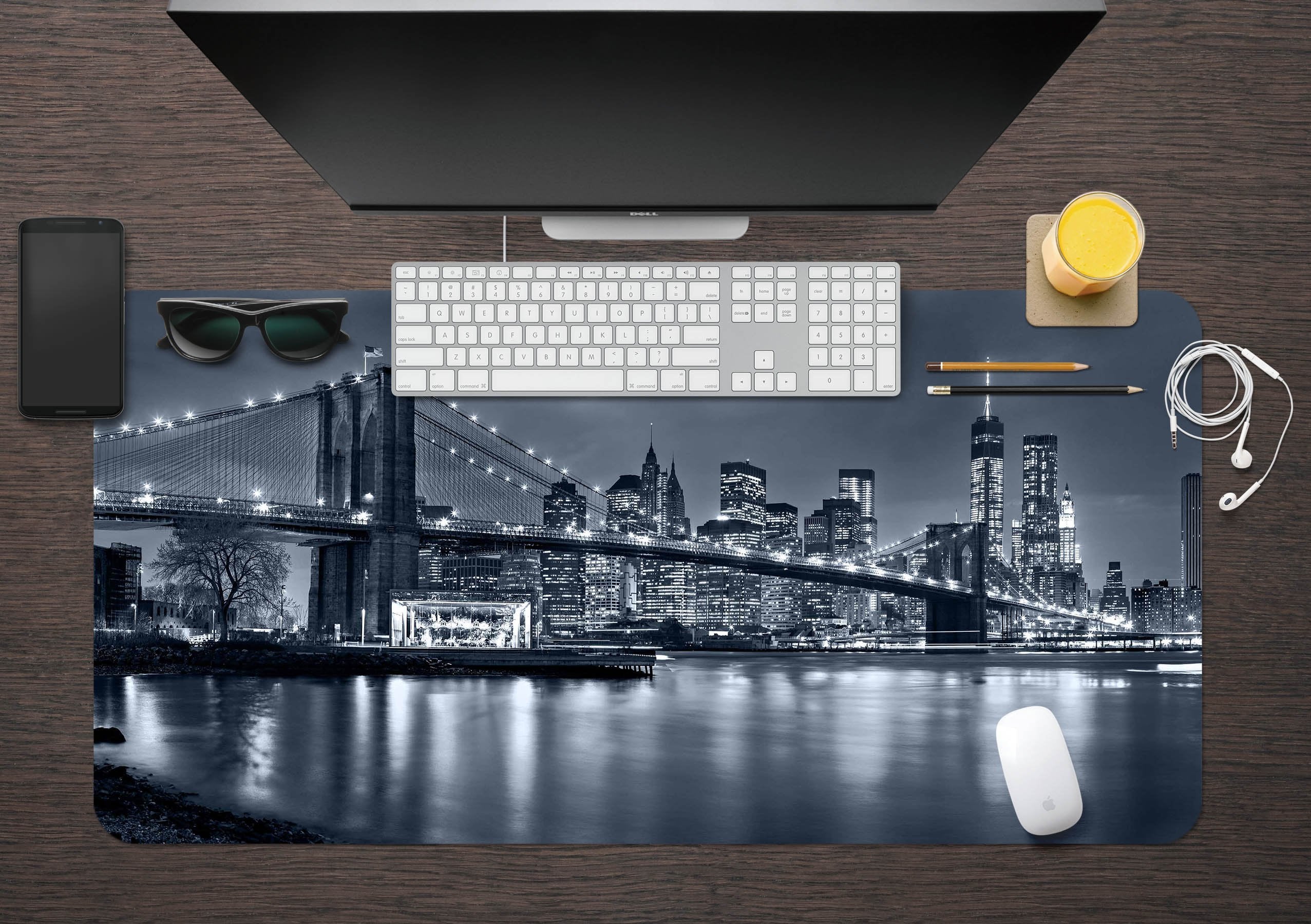 3D Night Bridge 075 Desk Mat Mat AJ Creativity Home 