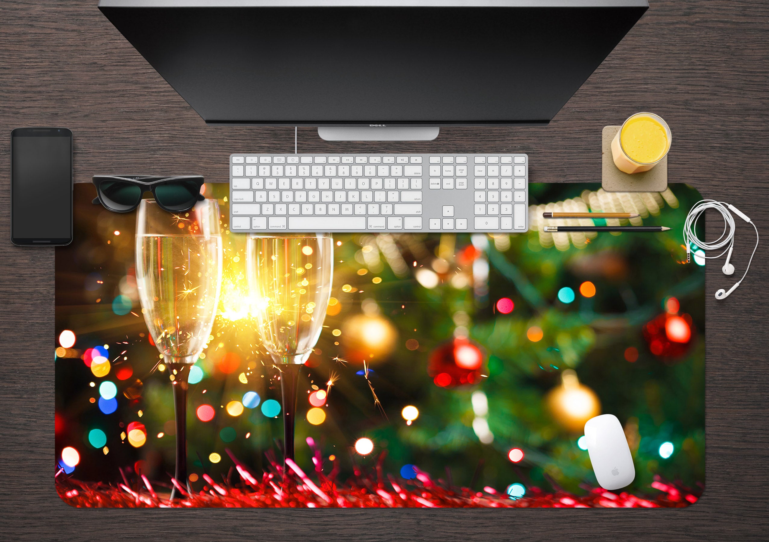 3D Wine Glass 53172 Christmas Desk Mat Xmas